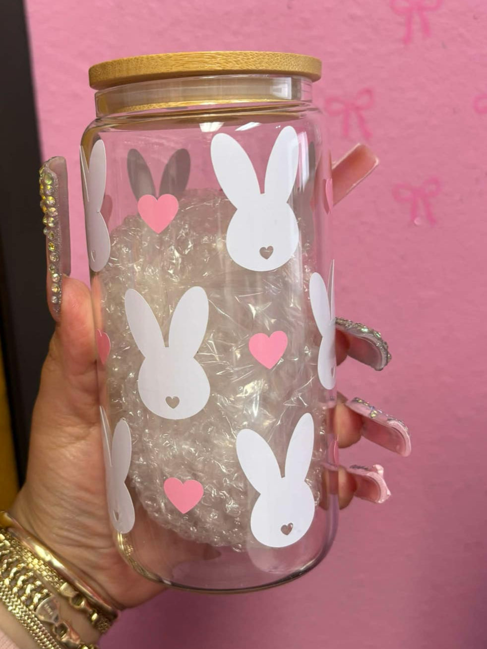 Bunny with hearts (16oz or 25oz)