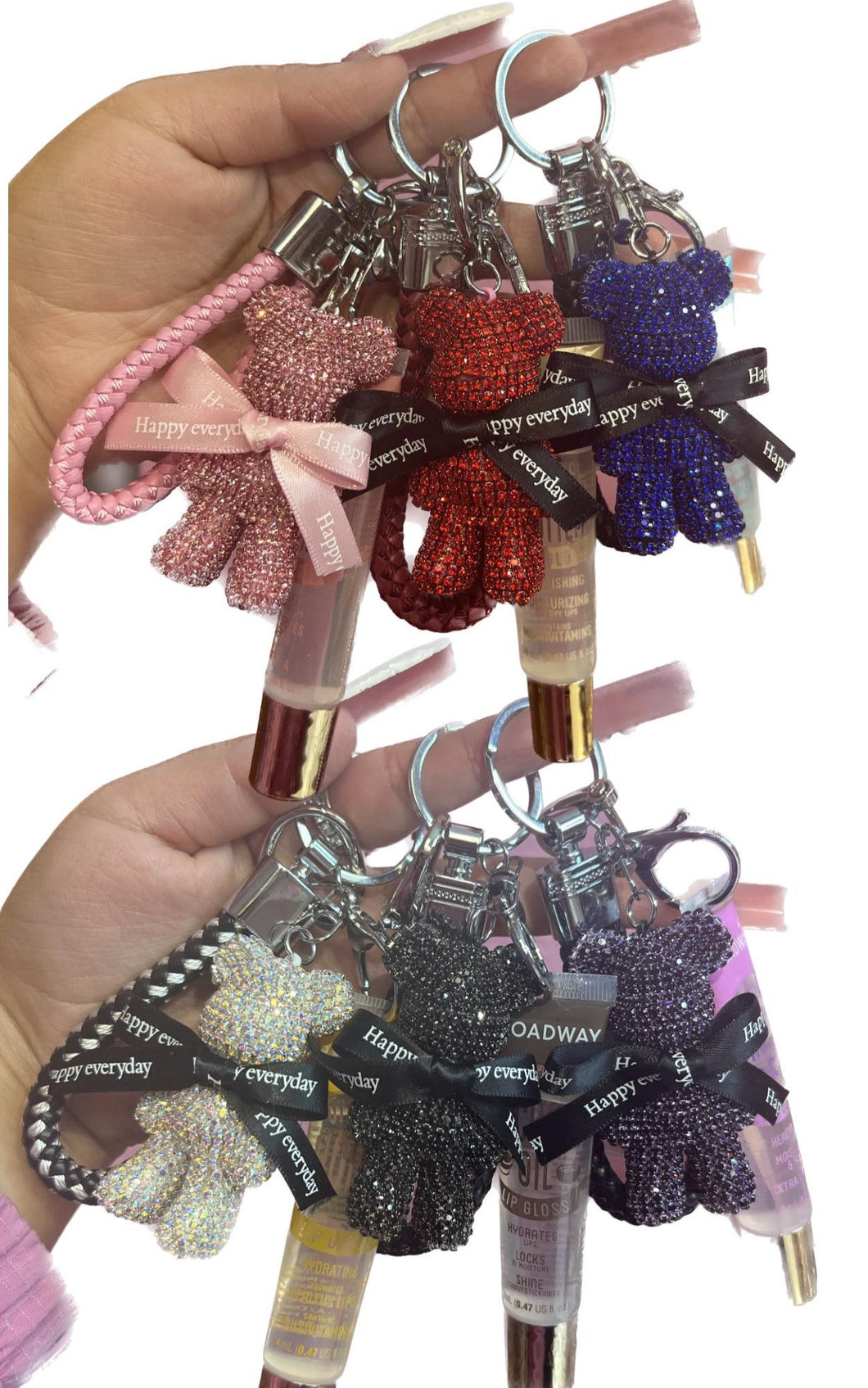 Rhinestone Bear Keychain