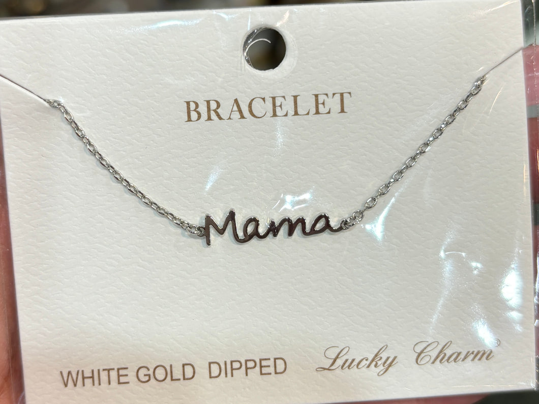 Mama white gold dipped bracelet with free box