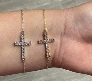 Rhinestone cross bracelet