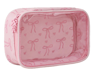 Pink bow cosmetic bag