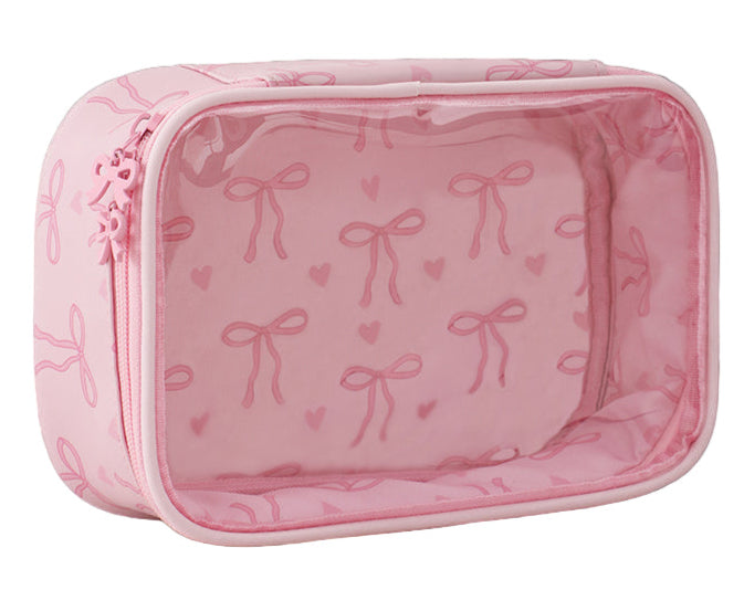 Pink bow cosmetic bag