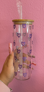 25oz Valentines hearts glass cup