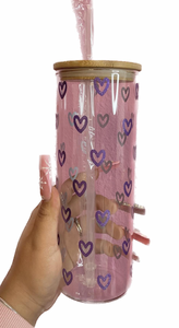 Valentines hearts glass cup (25oz or 16oz)