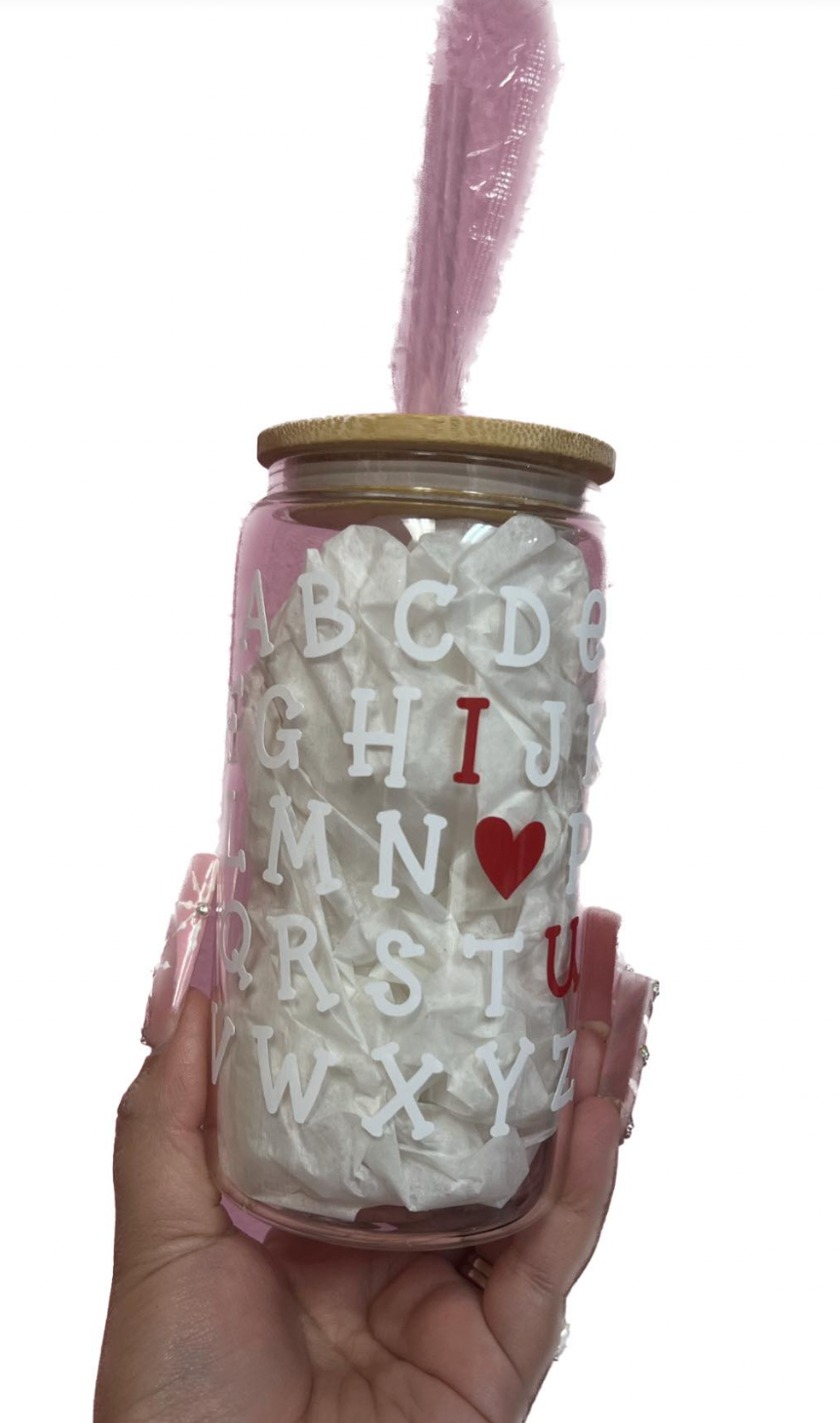 16oz ABC... in white letters