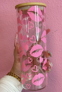 25oz Valentines Lips glass cup