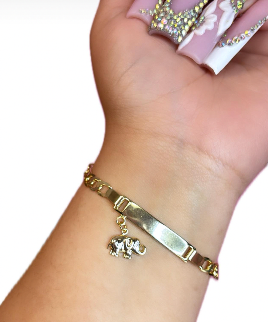 Figaro Elephant Gold plated bracelet