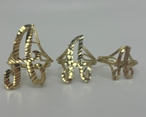 (Medium) Real 10k Gold Cursive initial letter Ring