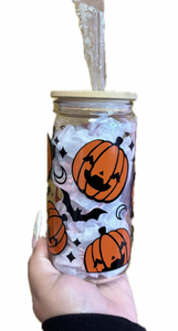 Happy Pumpkin 16oz Glass Cup