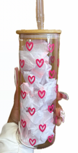 Load image into Gallery viewer, Valentines hearts glass cup (25oz or 16oz)
