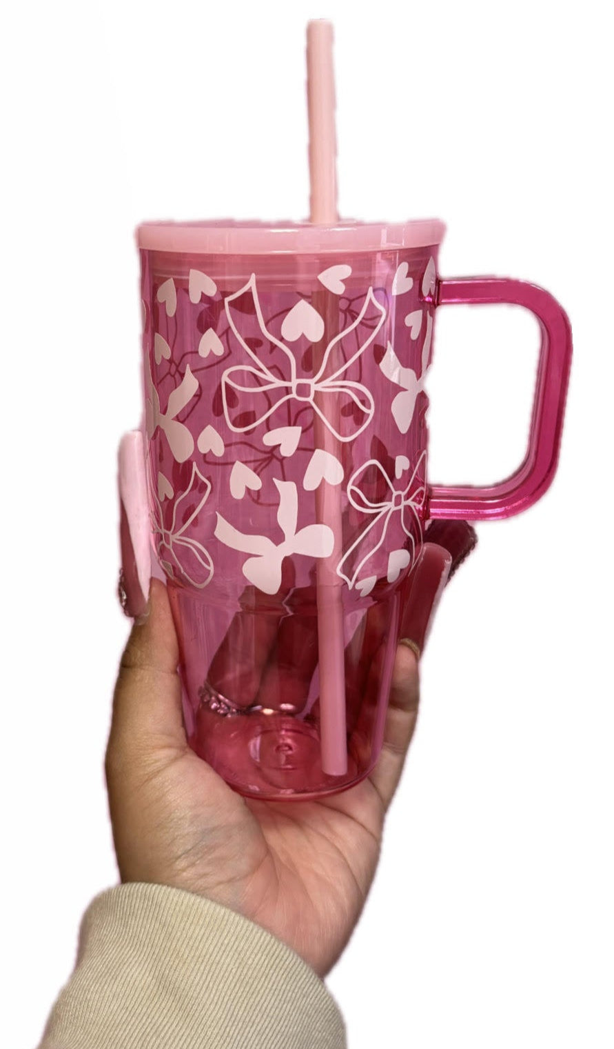 Pink 20oz bow cup
