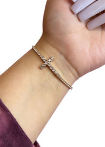 Rhinestone cross bracelet