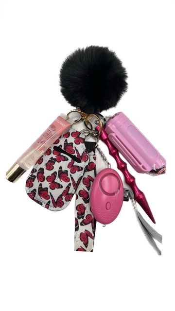 Pink butterfly Self defense keychain