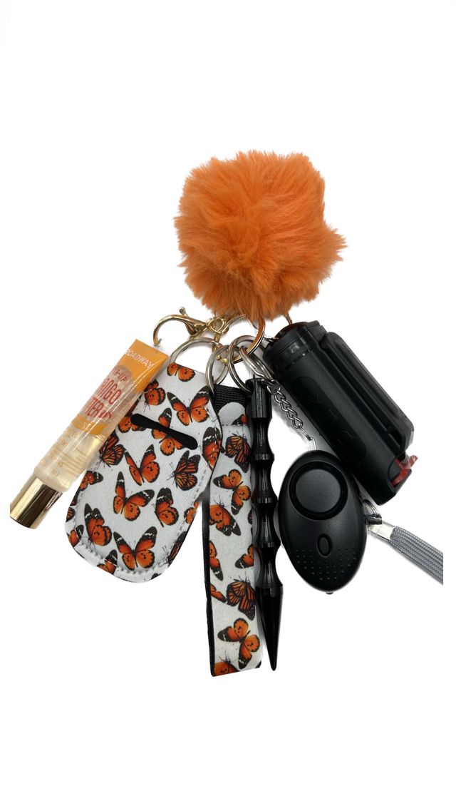 Orange butterfly Self defense keychain